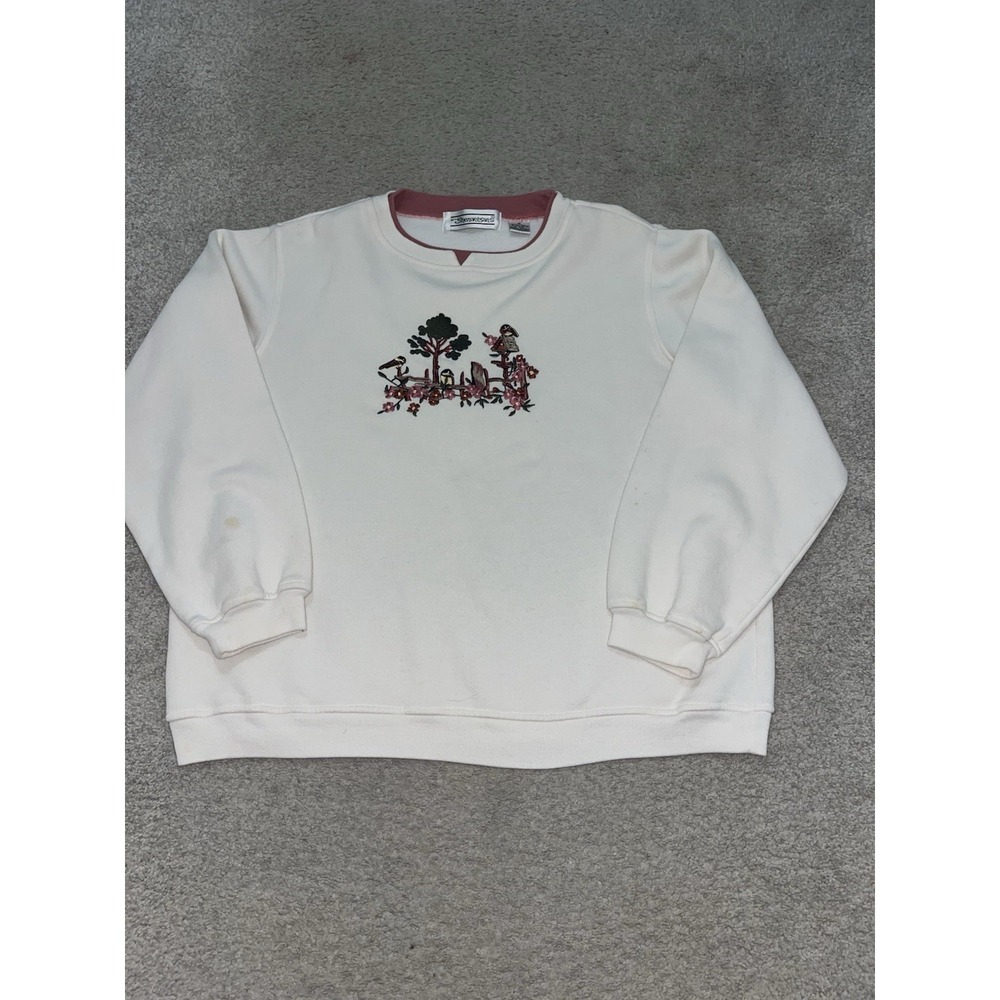 Shenanigans Vintage Sweatshirt Garden Birds Sz Med